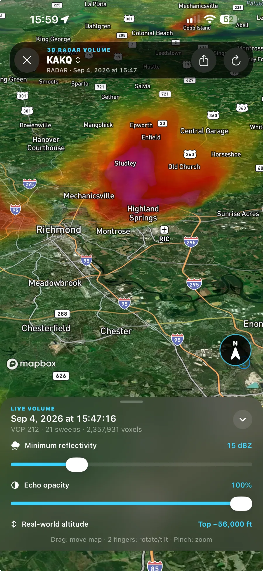 Mammatus Weather native 3D radar volume